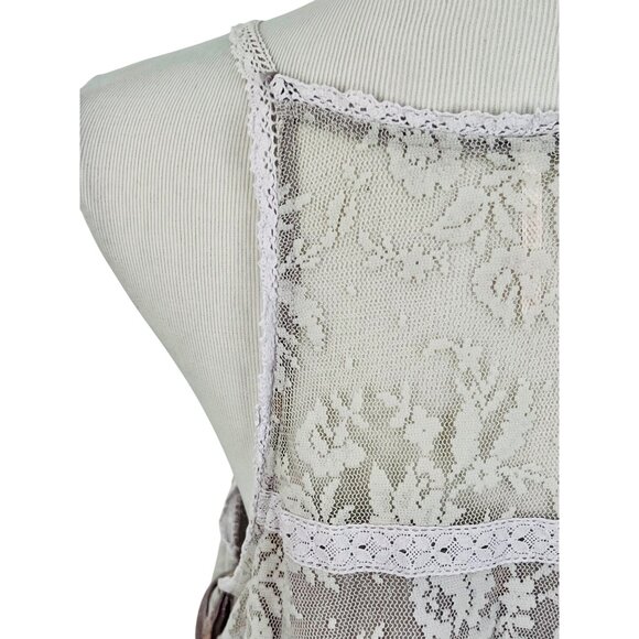 Free People Layered Floral Paisley Lace Lavender Tie Sides Relaxed Top Fairycore - Picture 10 of 16